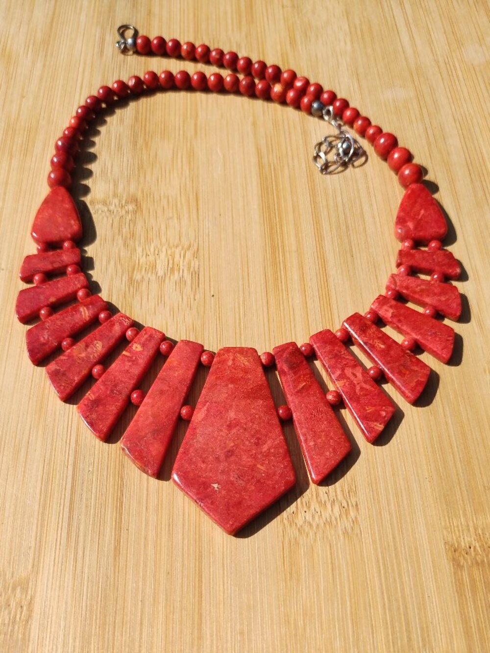 Jay King DTR red coral statement necklace 925 Sterling Silver Southwestern style